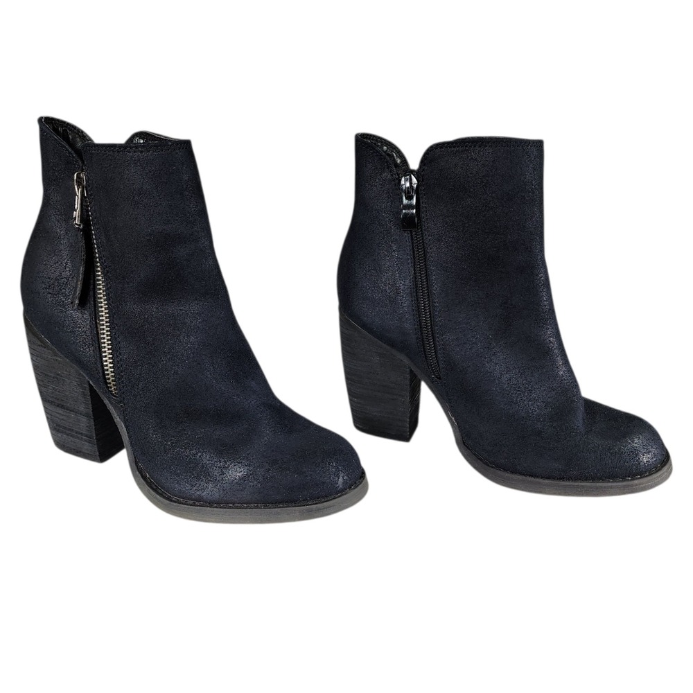 Sbicca Ankle Boots‎ sz 6 Women Side Zip Black Faux Suede Western Boho Cowgirl 3"